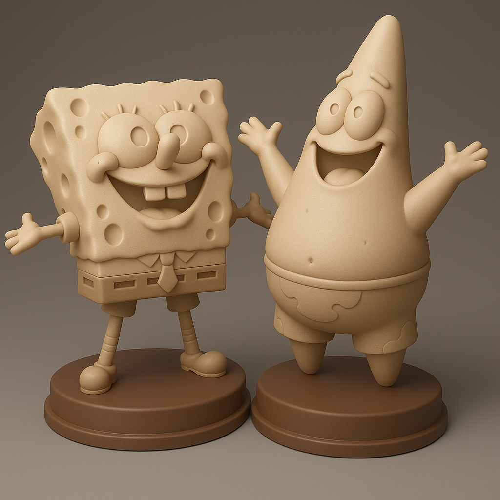 silhouette 3d printer maker-3d portrait printing_SpongeBob & Patrick Fun Figurines