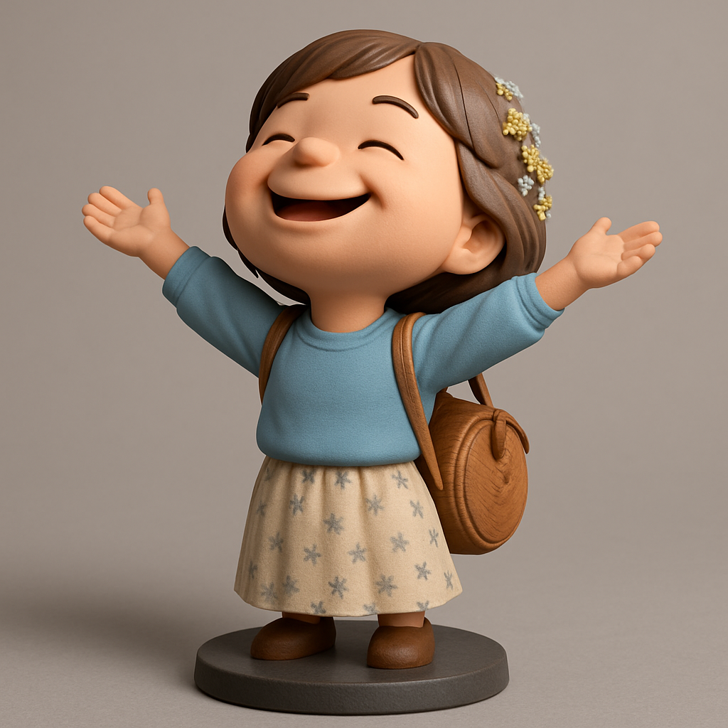 face anatomy 3d model-create 3d face model from photo_Joyful Open Arms Girl Figurine - Bring Happiness Home!