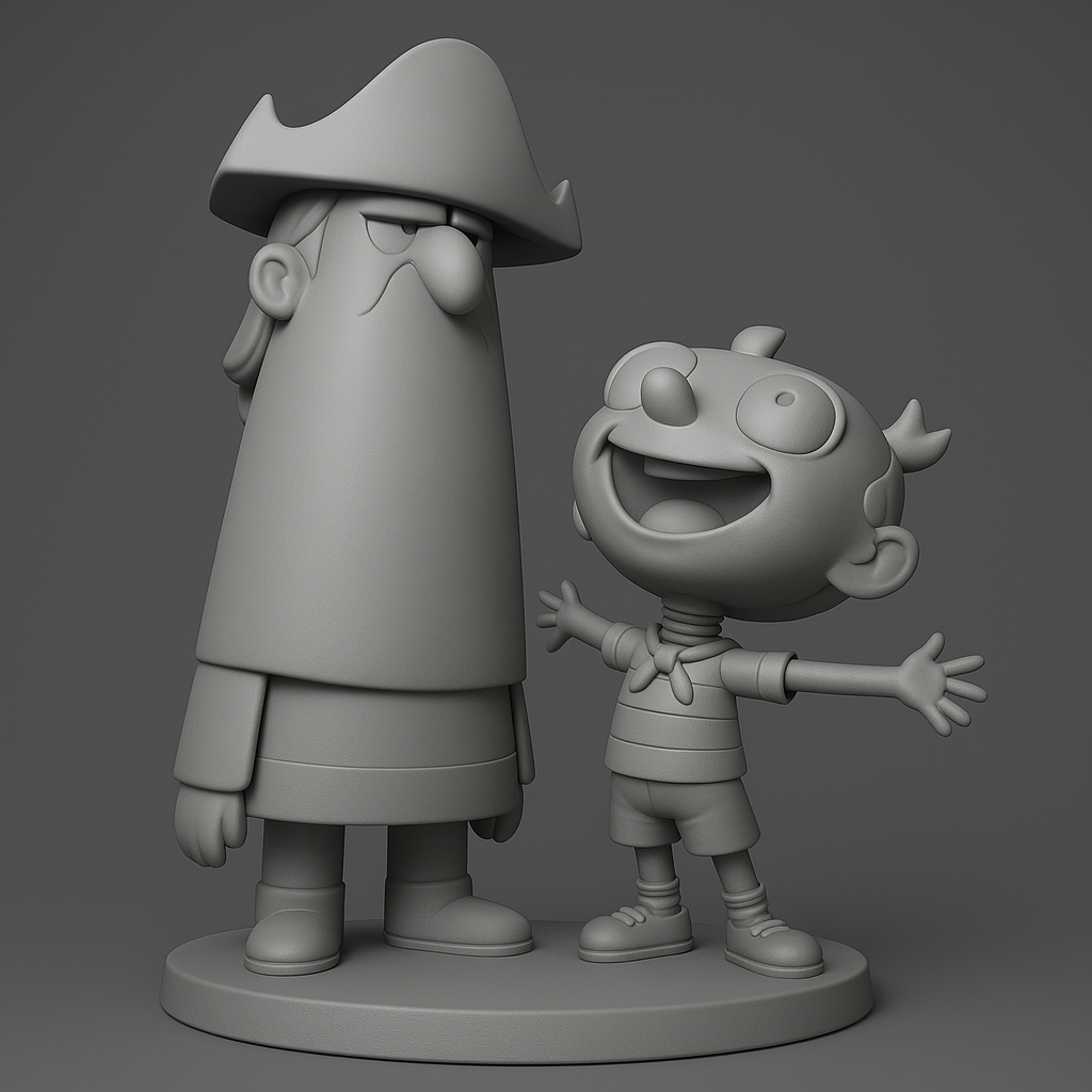 face anatomy 3d model-create 3d face model from photo_Whimsical Pirate and Boy Duo Figurine