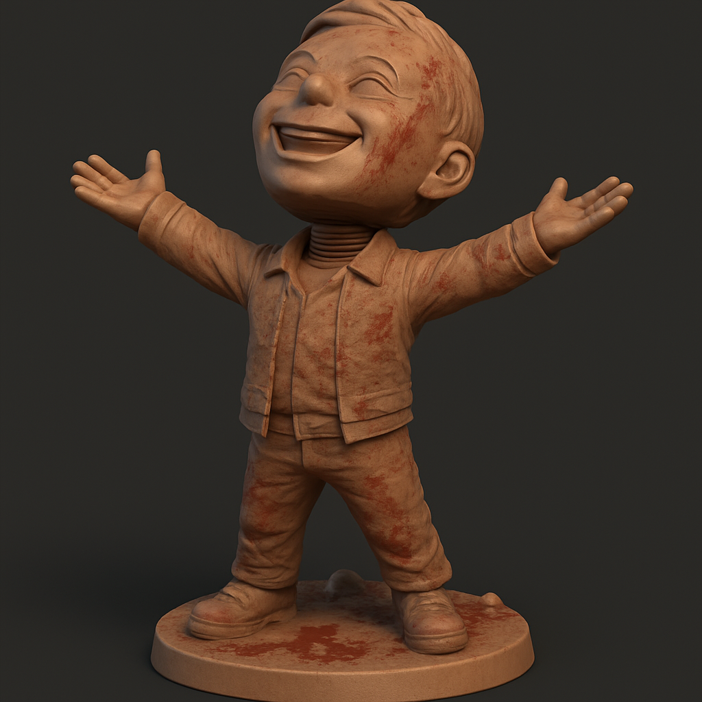 silhouette 3d printer maker-3d portrait printing_Joyful Child Statue for 3D Printing