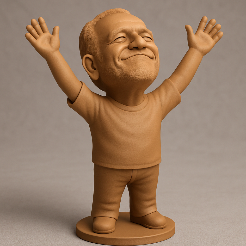 face to 3d model ai-3D portrait printing from photo_Celebrate Joy: Happy Man Desk Figurine 3D Print