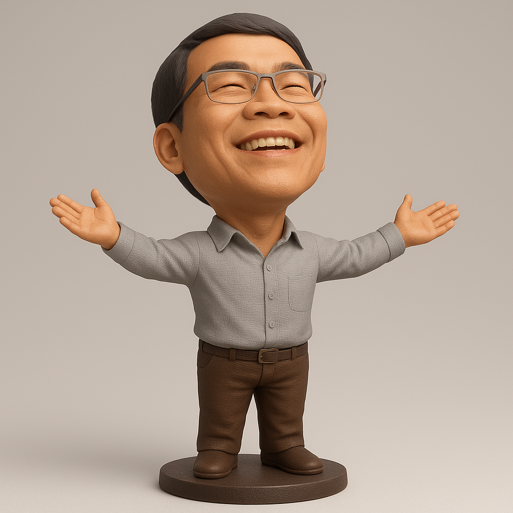 face anatomy 3d model-create 3d face model from photo_Joyful 3D Figurine with Open Arms