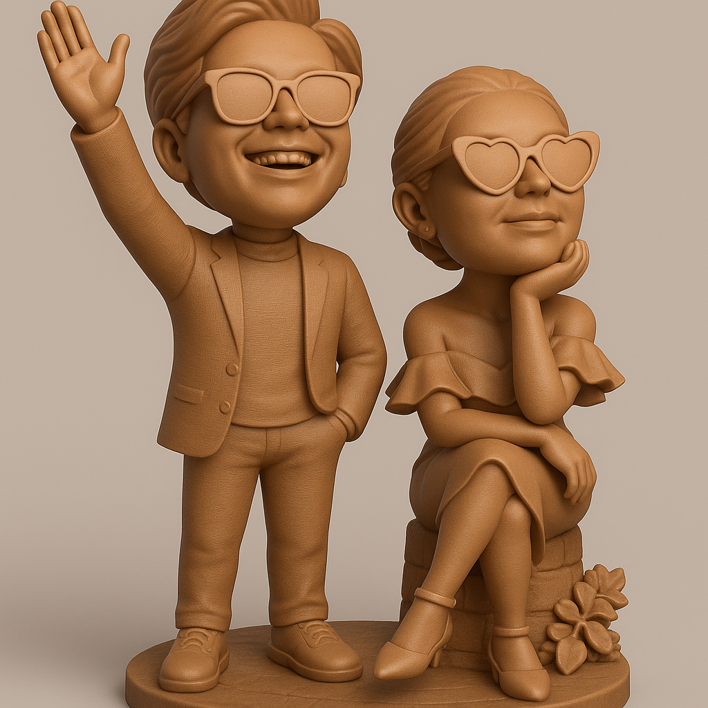 silhouette 3d printer maker-3d portrait printing_Charming Couple Figurine for Fun Decor