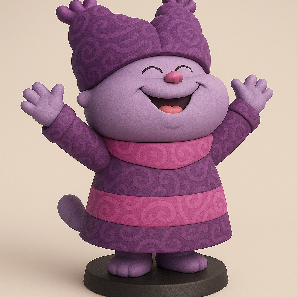 silhouette 3d printer maker-3d portrait printing_Whimsical Purple Character Model