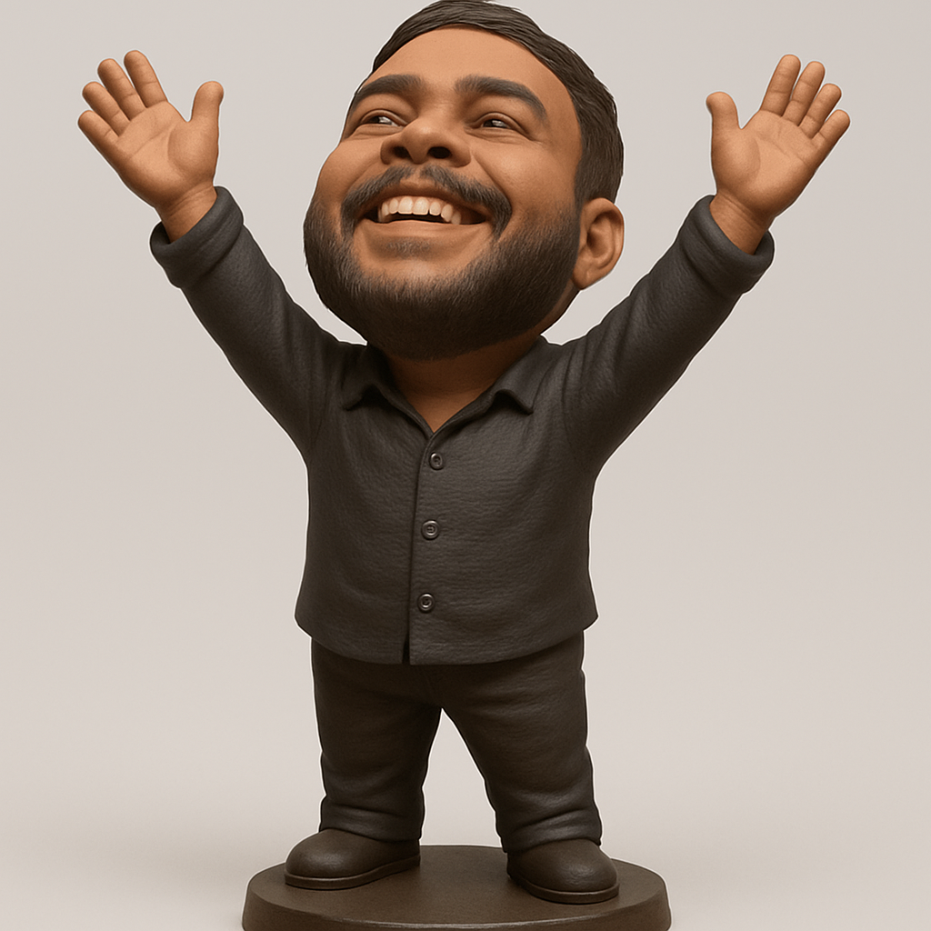 face to 3d model ai-3D portrait printing from photo_Joyful Celebration Bobblehead Figurine