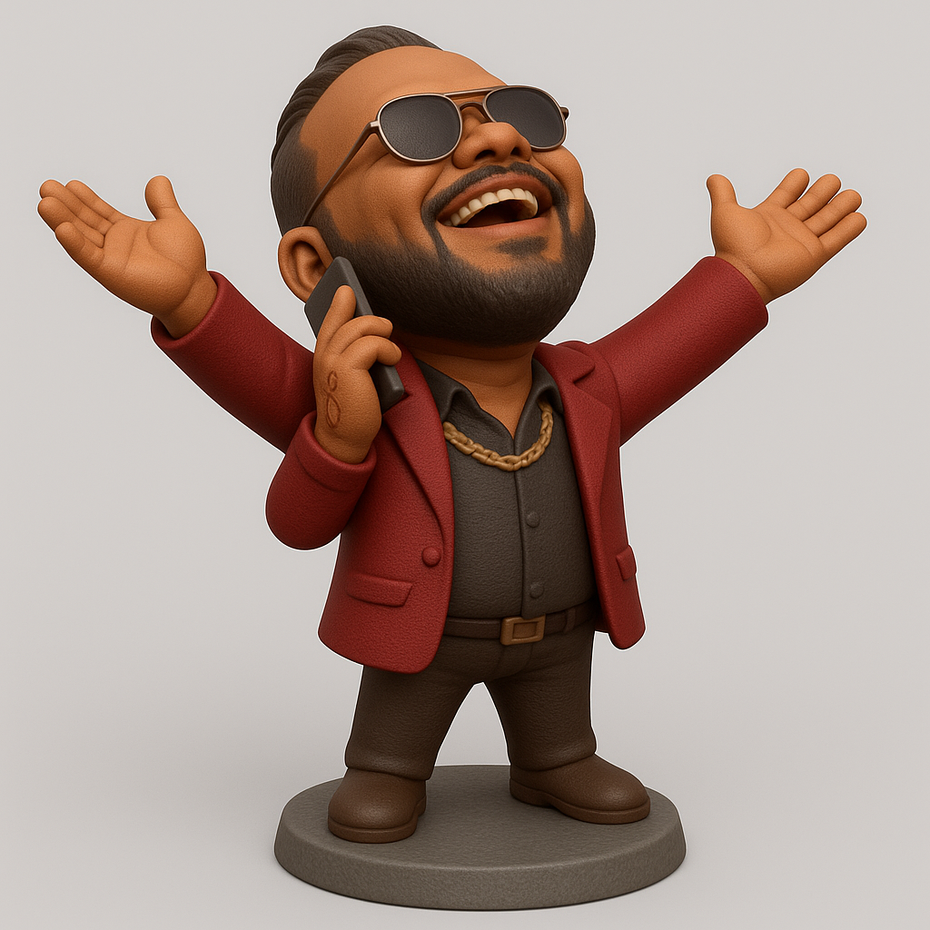 face anatomy 3d model-create 3d face model from photo_Stylish Celebratory Figure with Phone