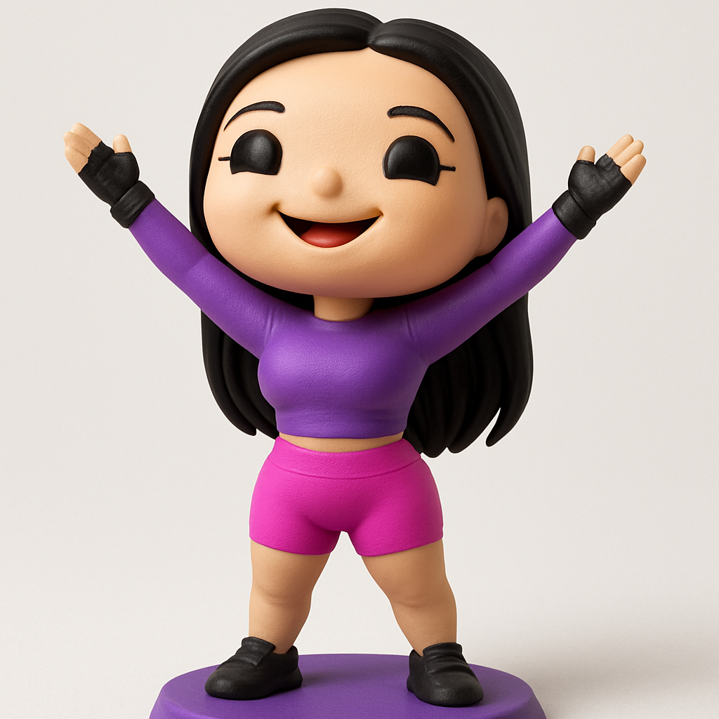 face to 3d model ai-3D portrait printing from photo_Chibi Fitness Vibe Figure-Motivational Desk Decor