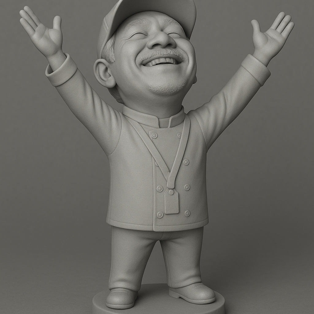 silhouette 3d printer maker-3d portrait printing_Cheerful Chef Figurine for Your Decor