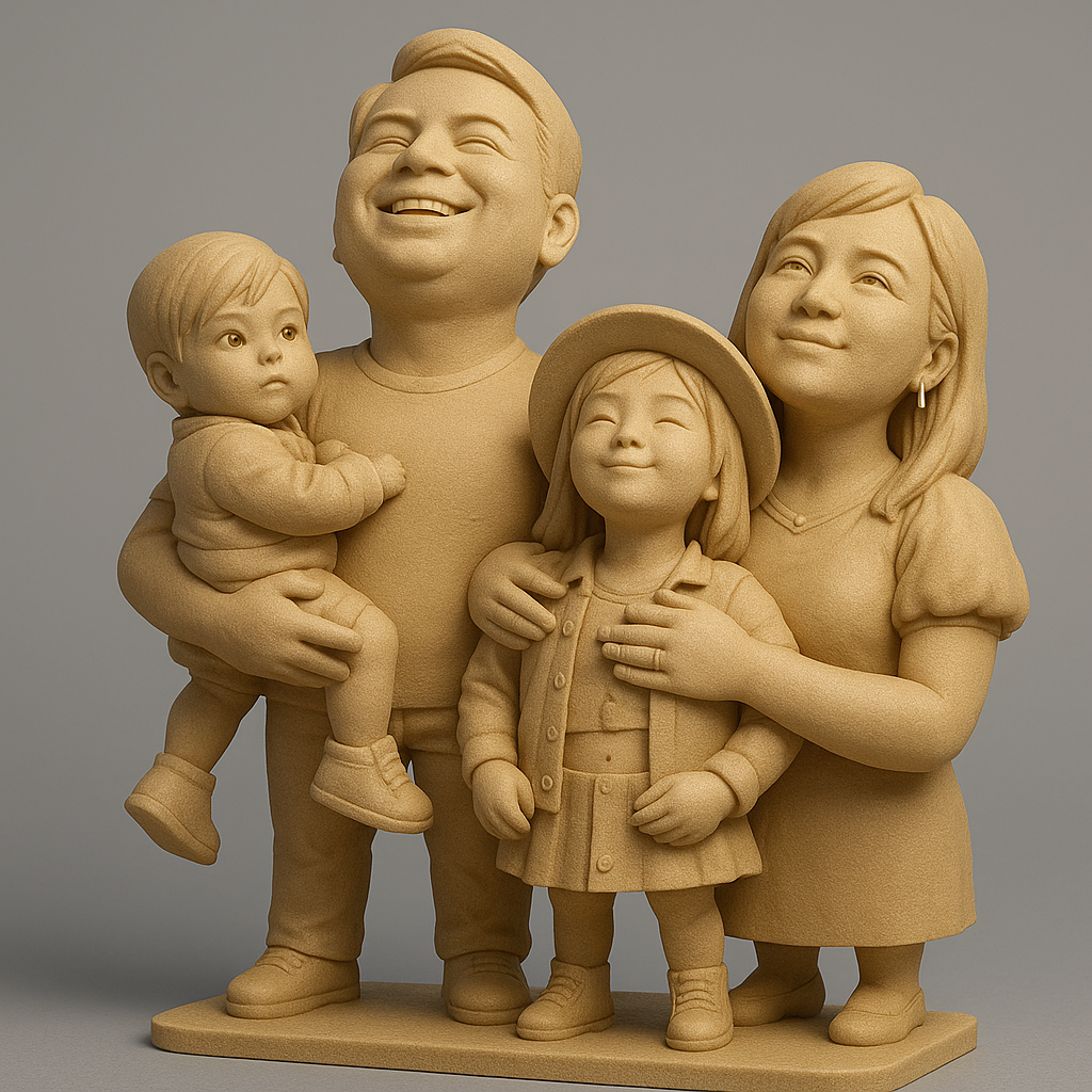 face anatomy 3d model-create 3d face model from photo_Heartwarming Family Figurine