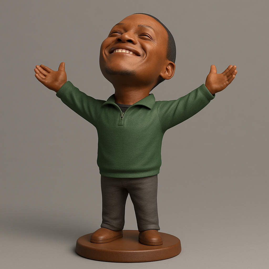 face to 3d model ai-3D portrait printing from photo_Spread Joy! Open Arms Happy Man Bobblehead
