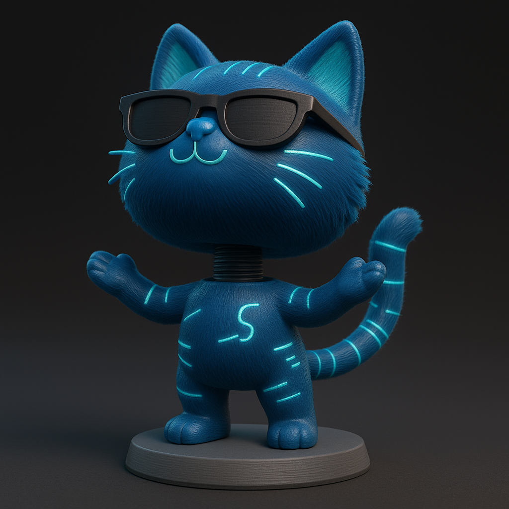 silhouette 3d printer maker-3d portrait printing_Cool Cat with Shades: A Fun 3D Model