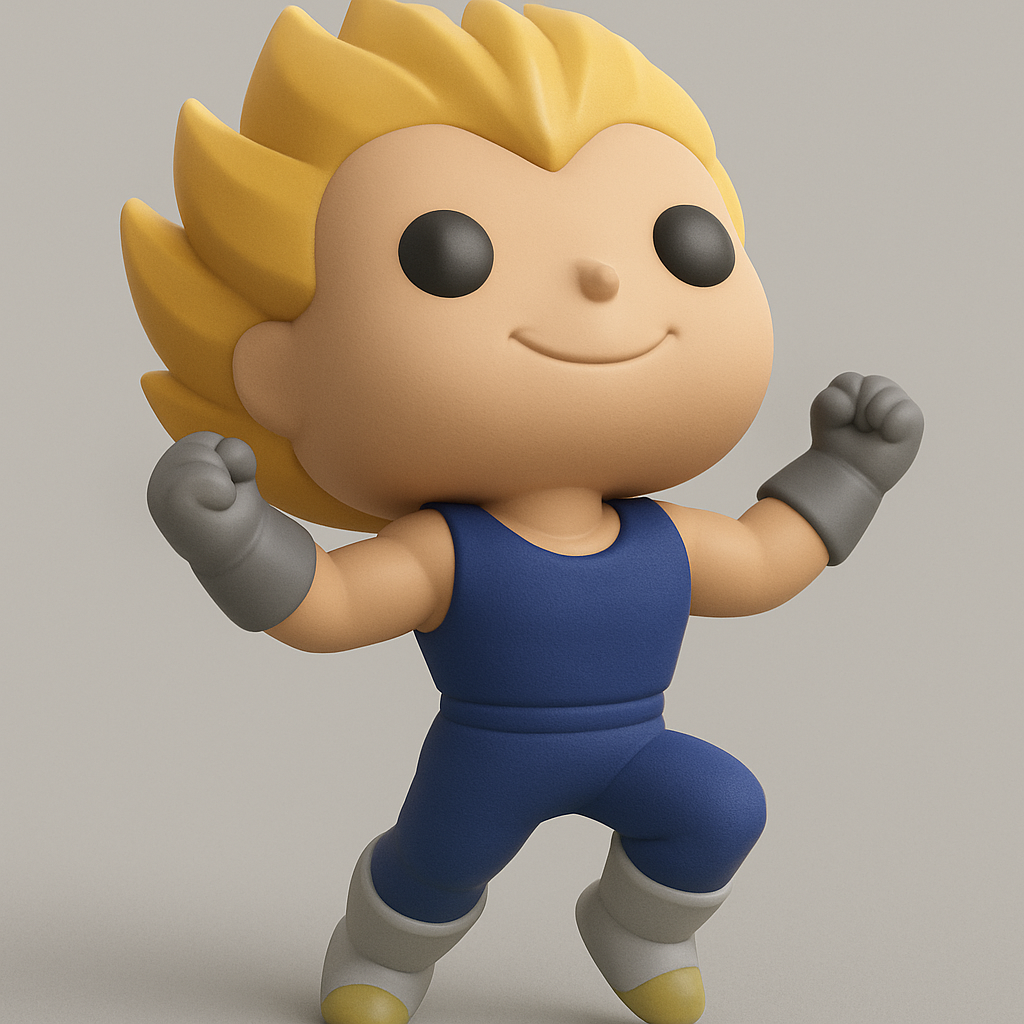 face to 3d model ai-3D portrait printing from photo_Unleash the Saiyan! Dynamic Super Saiyan Vegeta Pop