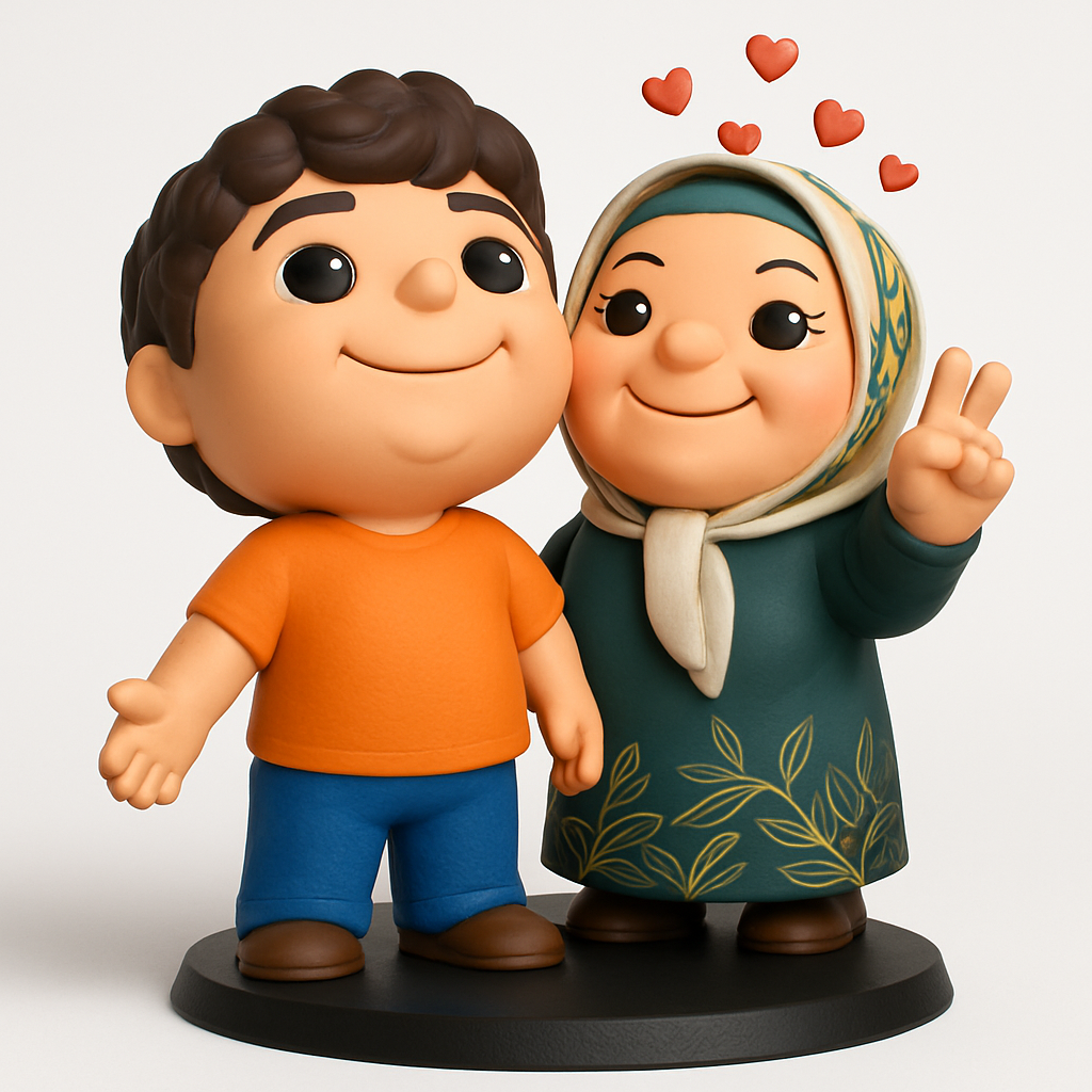 face to 3d model ai-3D portrait printing from photo_Sweet Embrace: Love, Peace & Family Figurine