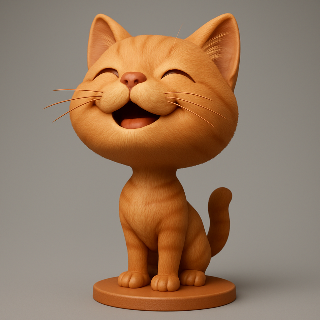 face anatomy 3d model-create 3d face model from photo_Joyful Laughing Cat Figurine - Instant Mood Booster!