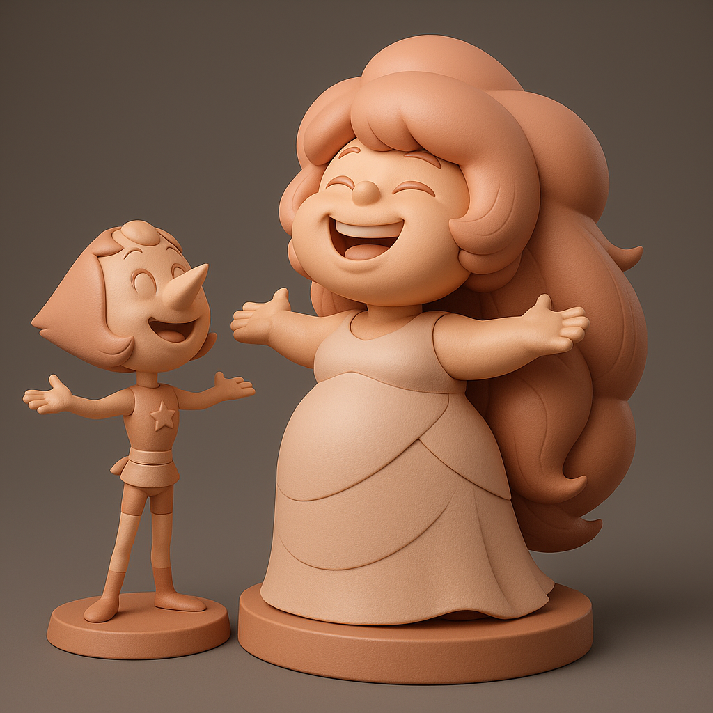 face anatomy 3d model-create 3d face model from photo_Charming Cartoon Duo: Joyful Characters