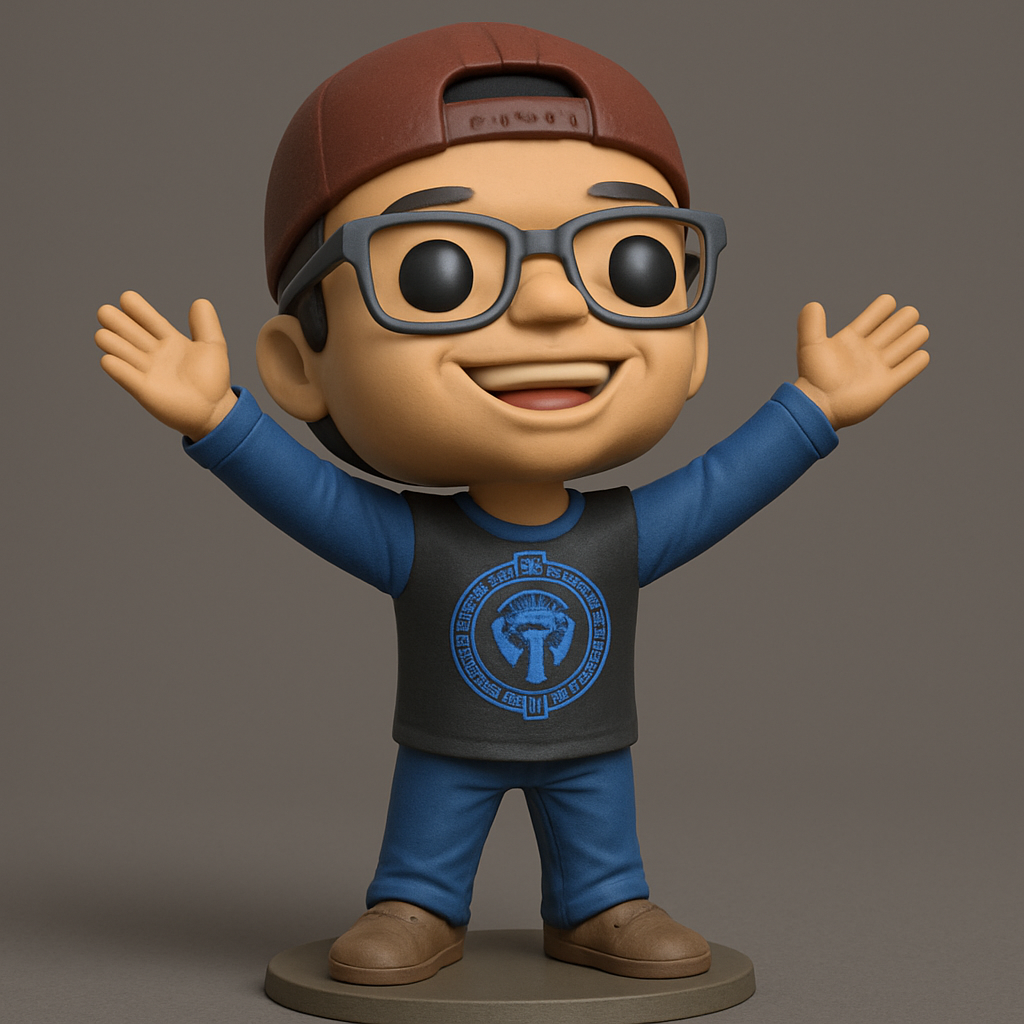 face anatomy 3d model-create 3d face model from photo_Funko-Style Happy Boy Figurine: Print Your Own Desk Pal!
