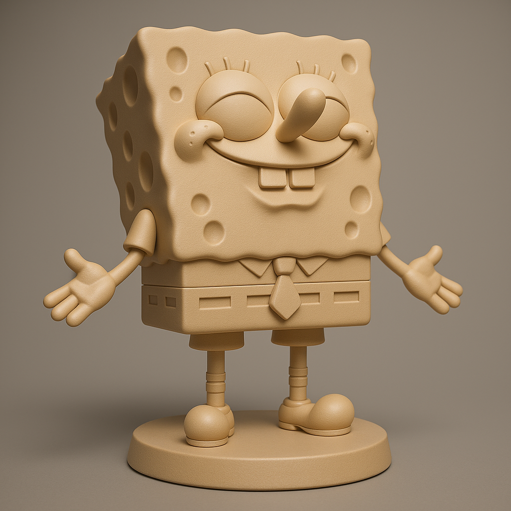silhouette 3d printer maker-3d portrait printing_Cheerful SpongeBob SquarePants Figurine