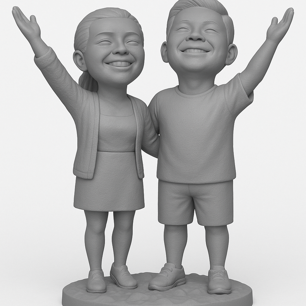 face anatomy 3d model-create 3d face model from photo_Joyful Kids Statue for Dynamic Displays