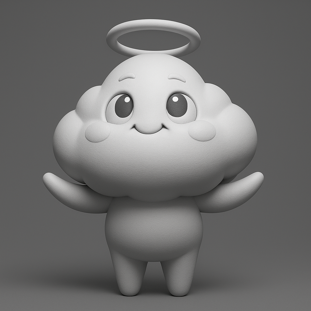 face anatomy 3d model-create 3d face model from photo_Cute Cloud Character with Halo