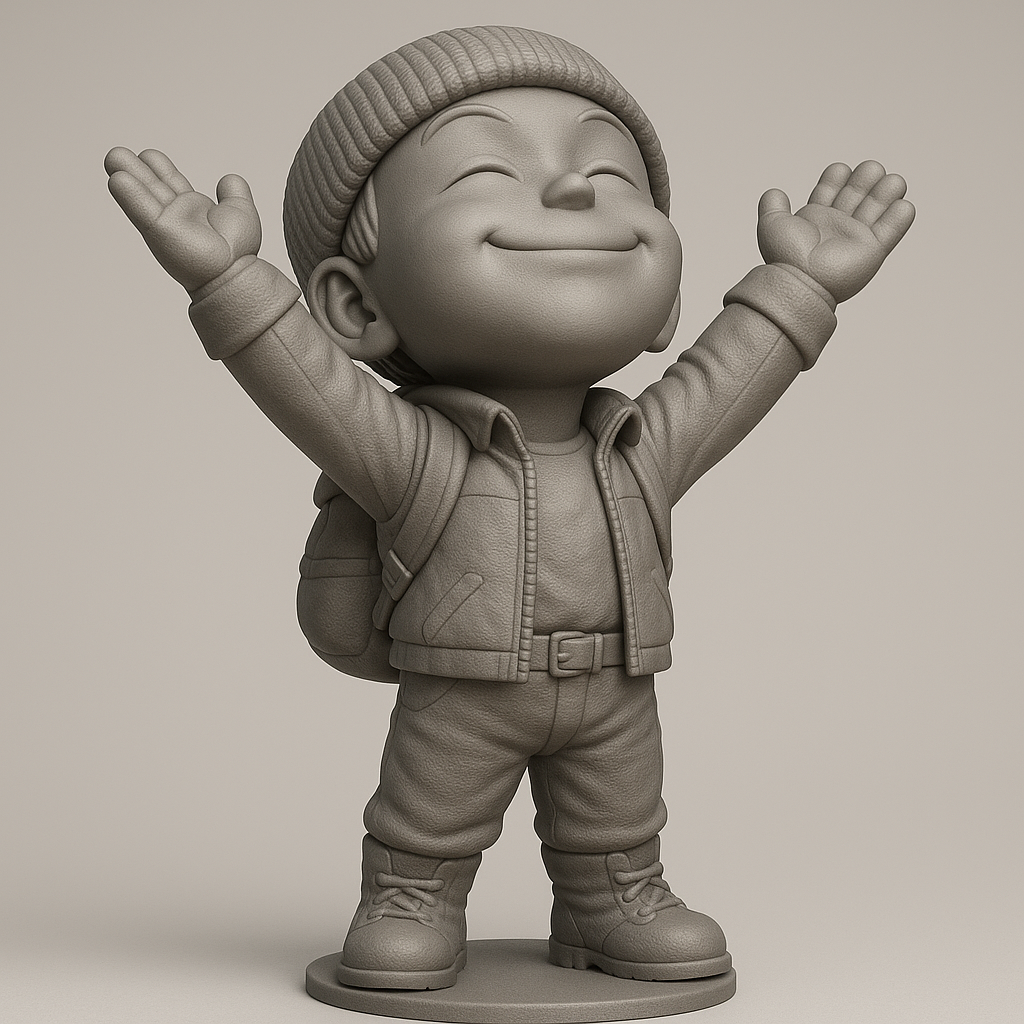 silhouette 3d printer maker-3d portrait printing_Joyful Adventure Kid Figure