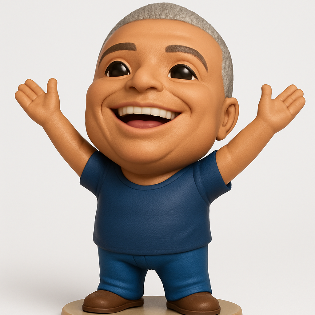 face anatomy 3d model-create 3d face model from photo_Smiling Chibi Man Figurine with Open Arms