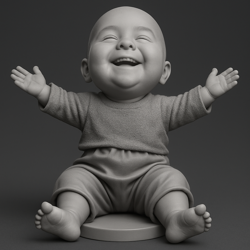 face anatomy 3d model-create 3d face model from photo_Happy Baby Statue: Pure Joy & Open Arms 3D Print