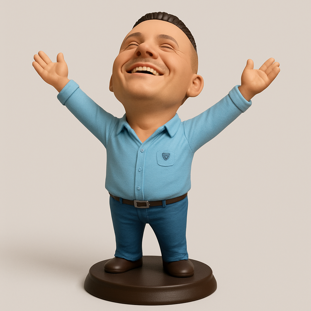 face to 3d model ai-3D portrait printing from photo_Celebrate Success Bobblehead - Unbridled Joy Figure
