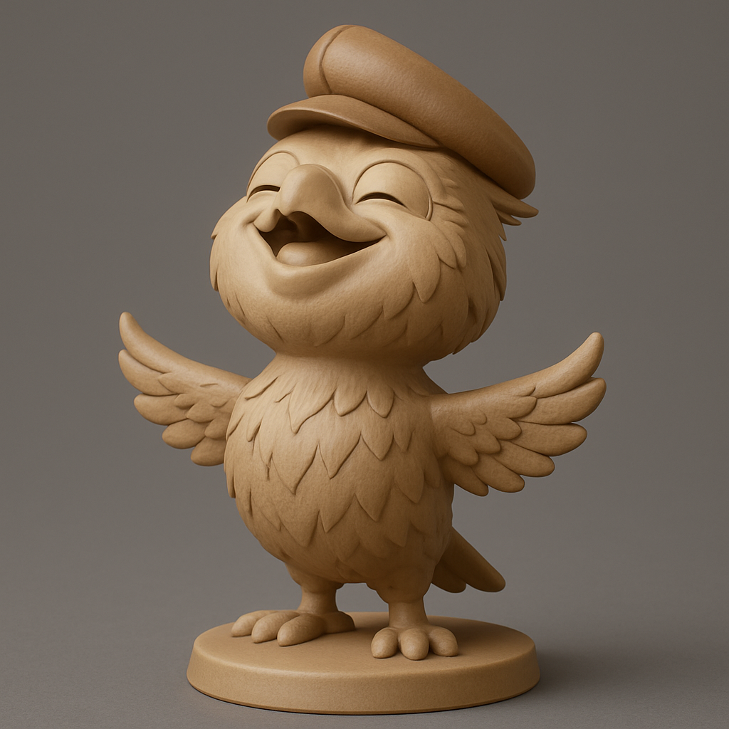 face anatomy 3d model-create 3d face model from photo_Joyful Bird with Cap Desk Buddy - Expressive 3D Print