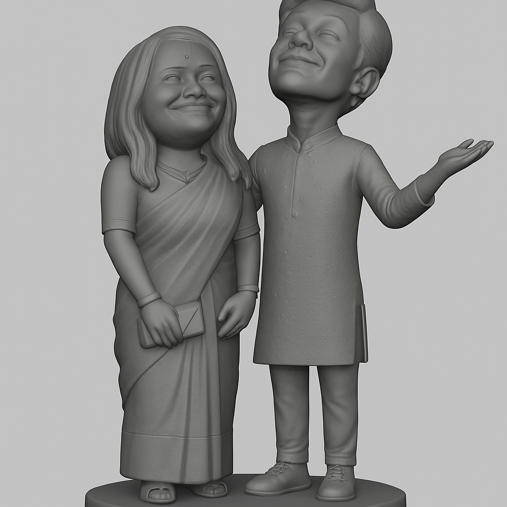 face anatomy 3d model-create 3d face model from photo_Charming Couple Figurine for 3D Printing