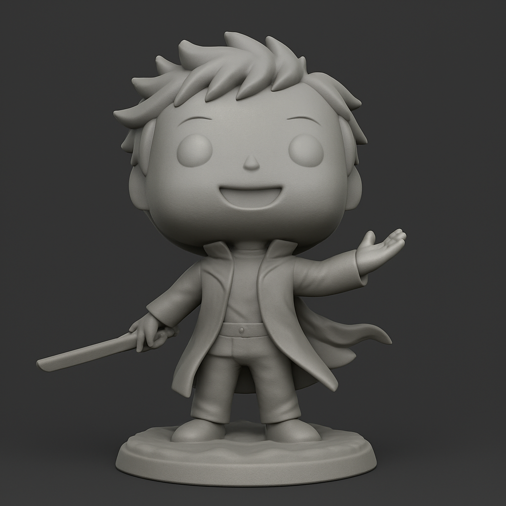 face to 3d model ai-3D portrait printing from photo_Chibi Wand-Waving Wizard - Funko-Style Fantasy Figure