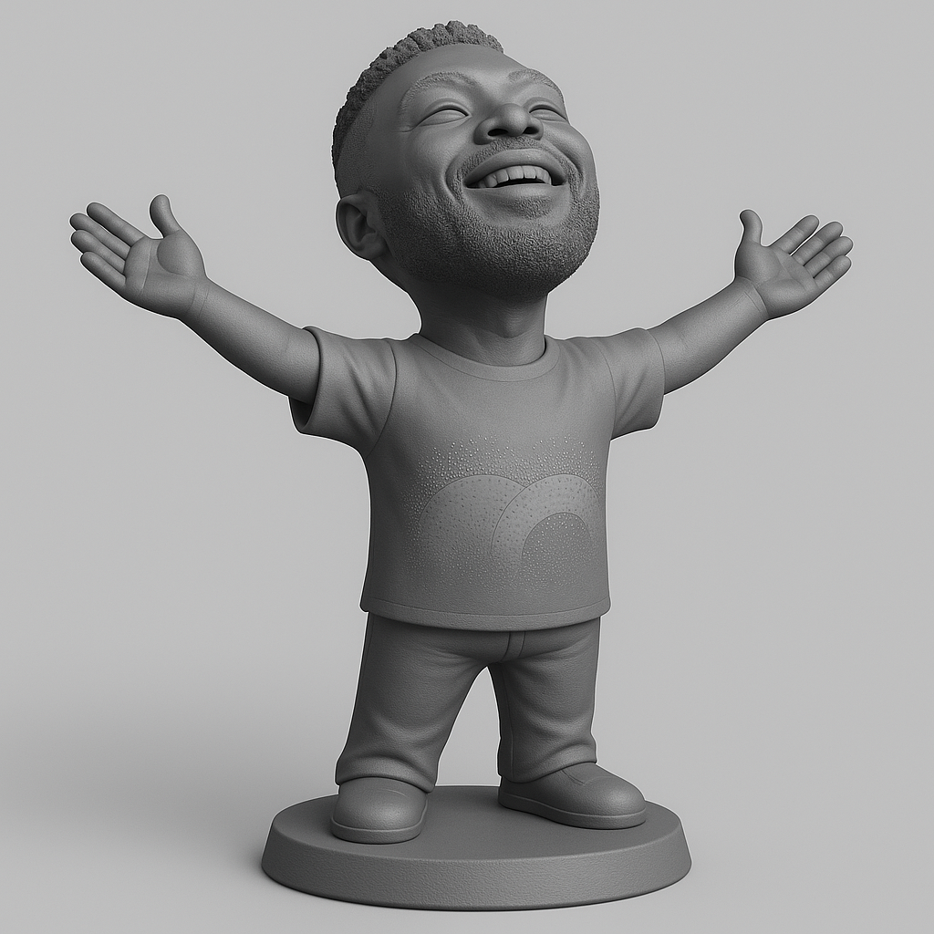 silhouette 3d printer maker-3d portrait printing_Joyful Character with Open Arms