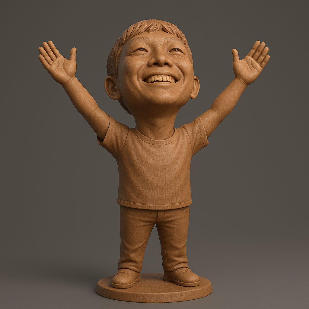 silhouette 3d printer maker-3d portrait printing_Joyful Kid with Outstretched Arms