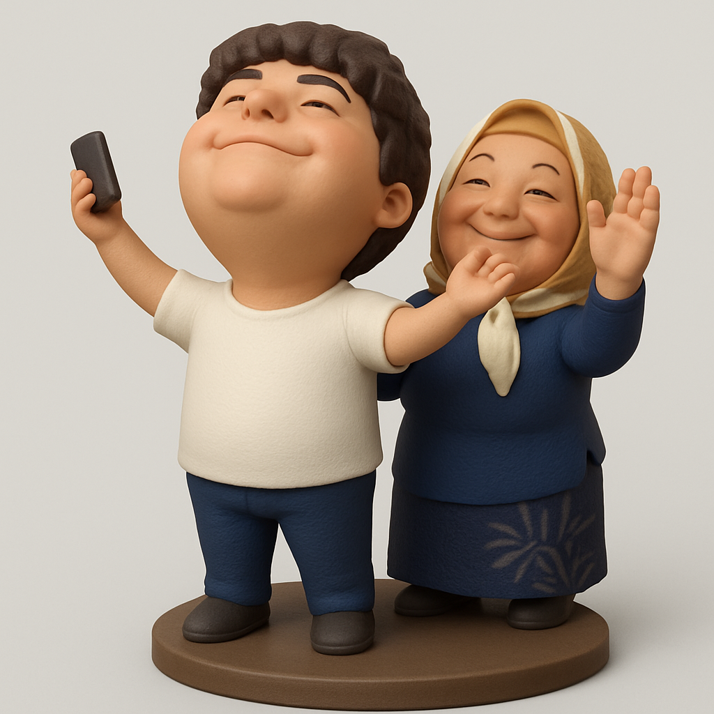 face anatomy 3d model-create 3d face model from photo_Joyful Family Selfie Figurine