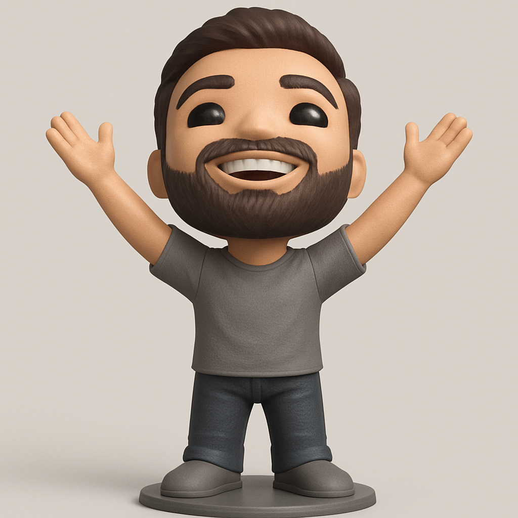 face to 3d model ai-3D portrait printing from photo_Joyful Enthusiast Figurine - Happy Desk Buddy!