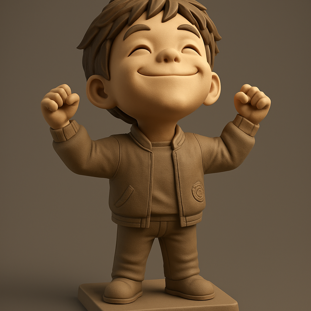 silhouette 3d printer maker-3d portrait printing_Victory Pose Boy: Inspire & Motivate