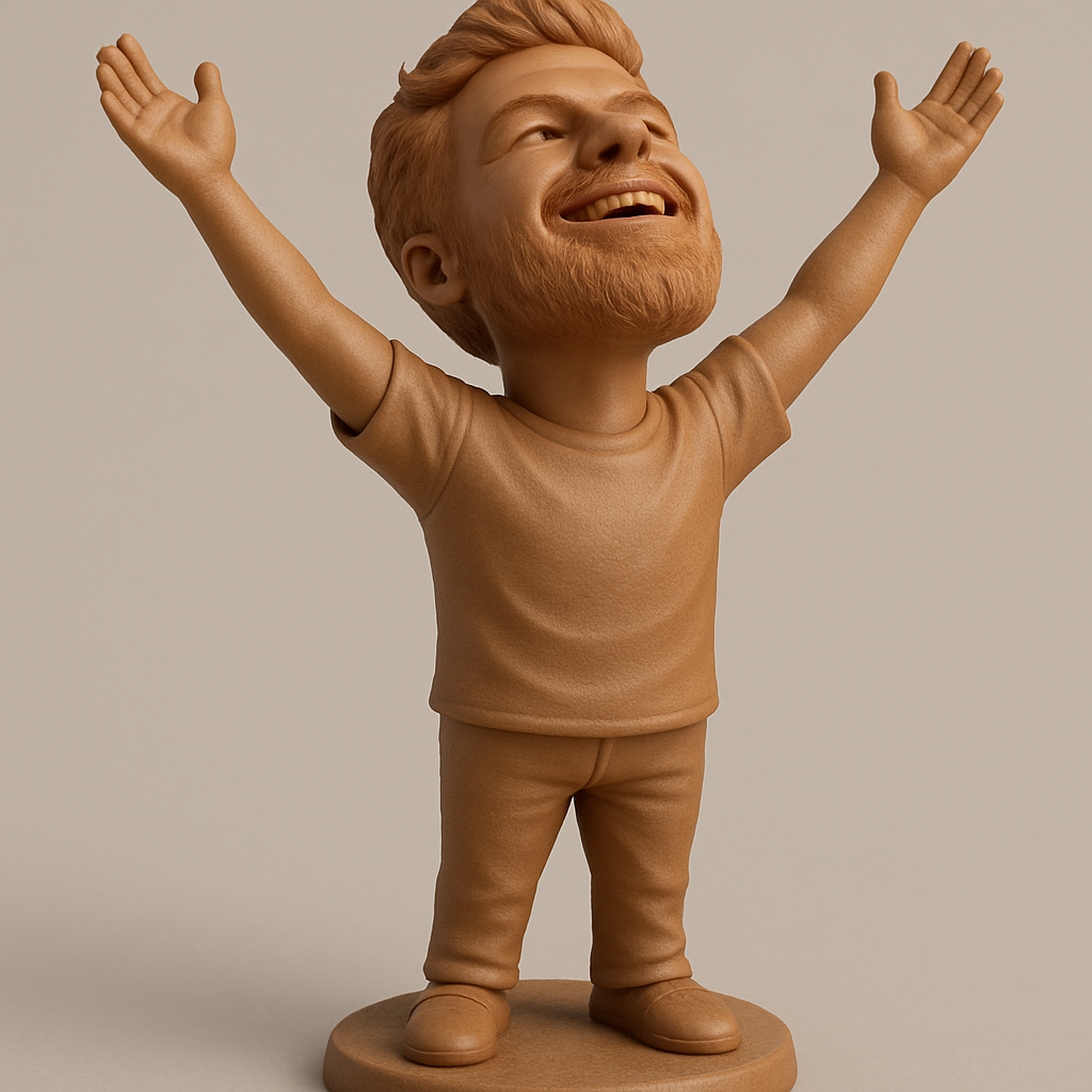 silhouette 3d printer maker-3d portrait printing_Cheering Man Bobblehead: Celebrate Your Victories!