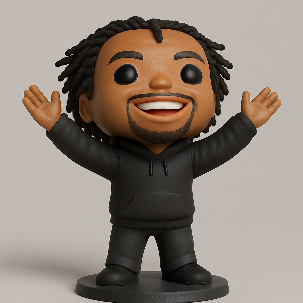 face to 3d model ai-3D portrait printing from photo_Smiling Dreadlock Character Funko-Style Figurine