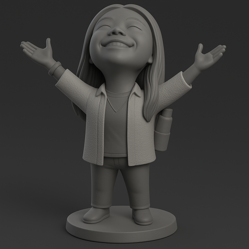 silhouette 3d printer maker-3d portrait printing_Joyful Embrace: Cheerful Figurine Model