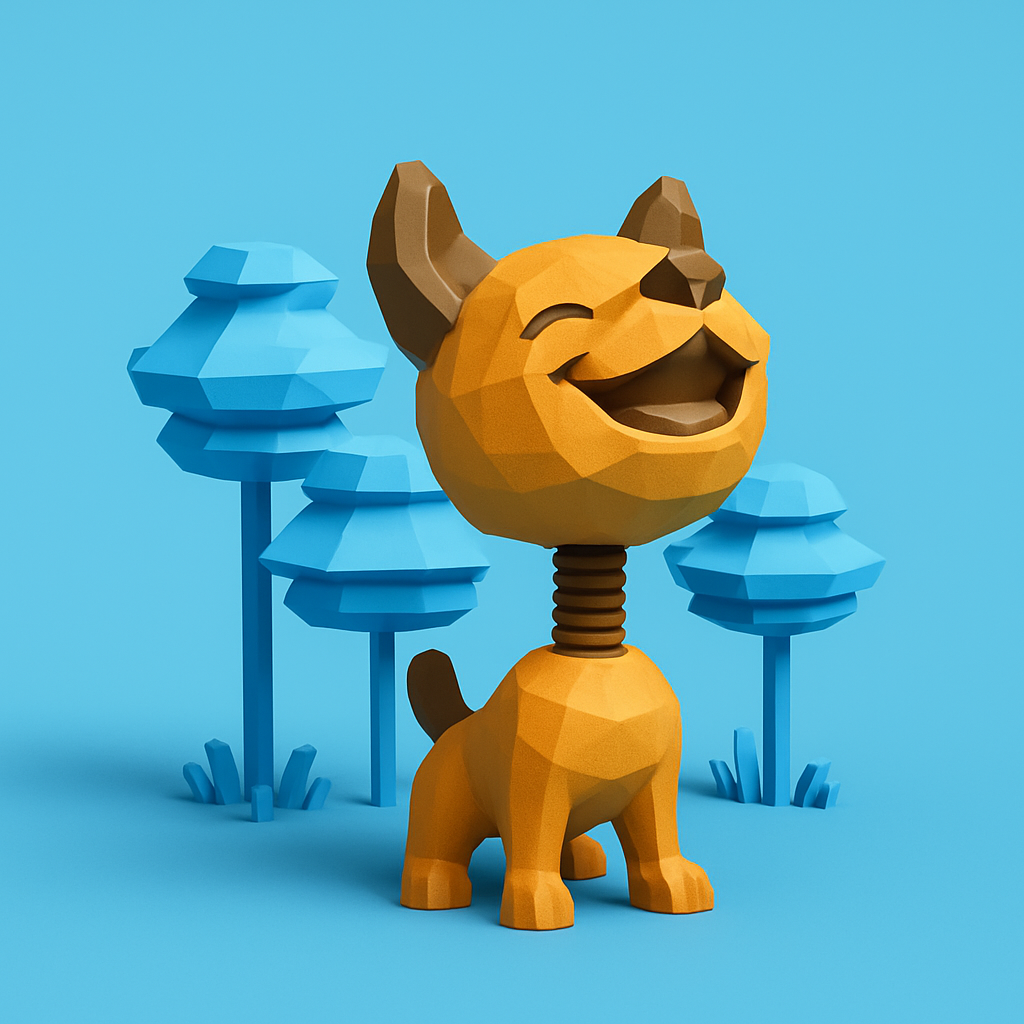 face to 3d model ai-3D portrait printing from photo_Cheery Low-Poly Bobblehead Dog for Joyful Prints