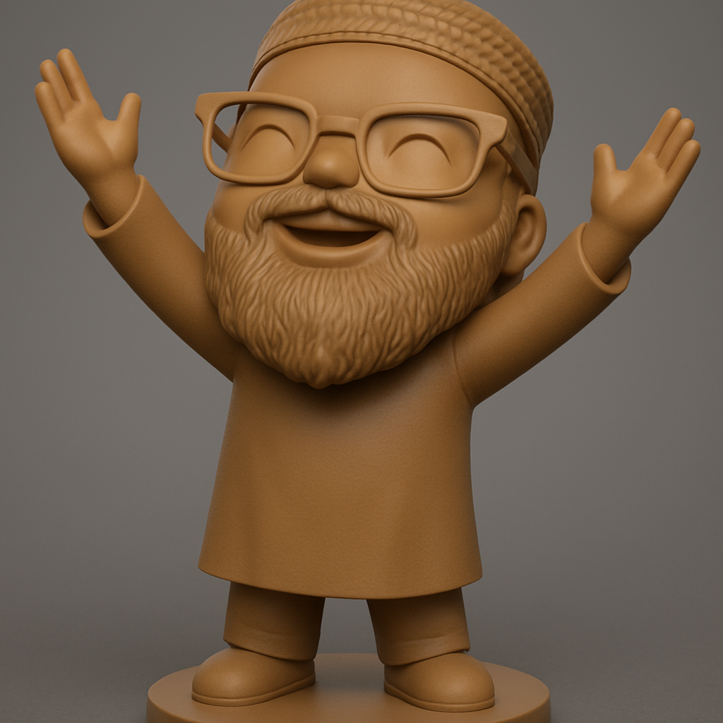 face to 3d model ai-3D portrait printing from photo_Printable Joy: Happy Bearded Man Figurine