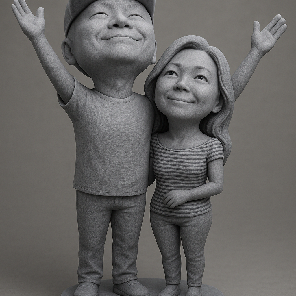 silhouette 3d printer maker-3d portrait printing_Joyful Couple Figurine for 3D Printing