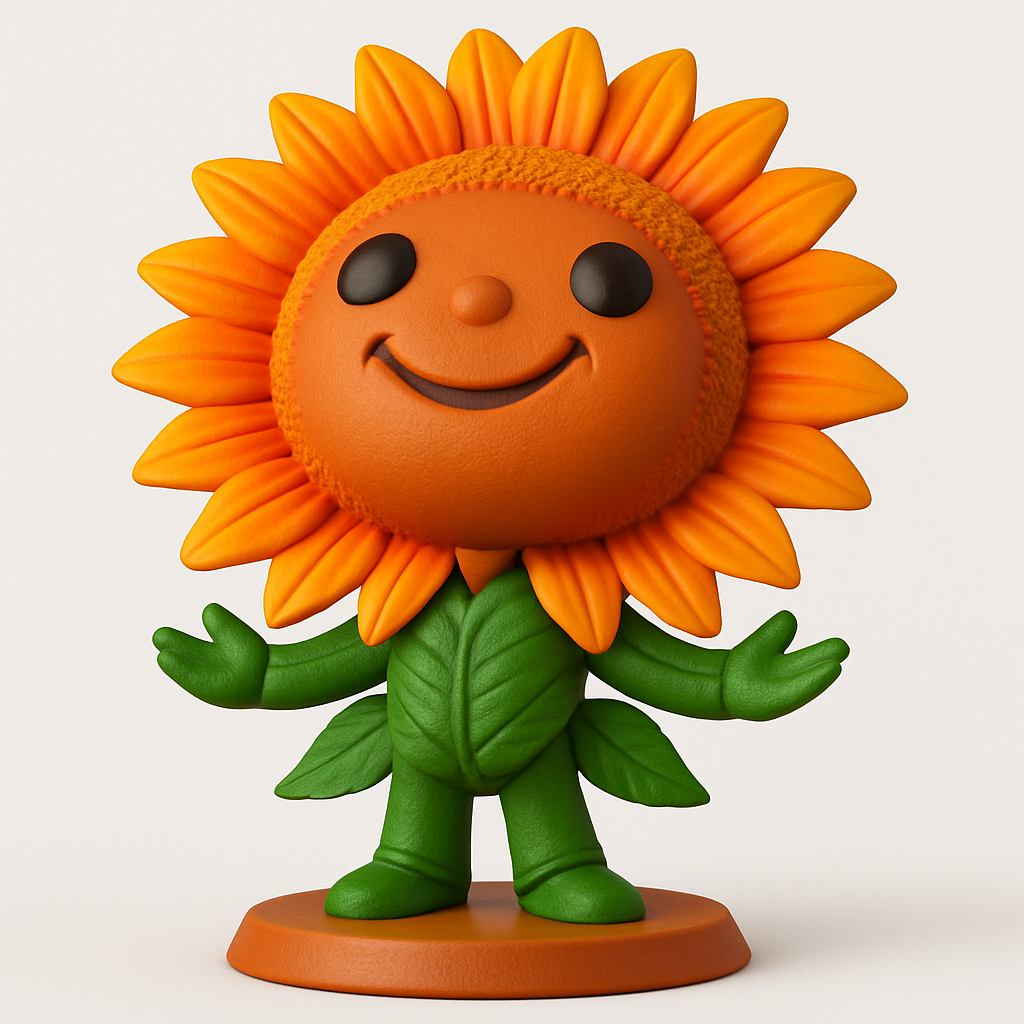 face anatomy 3d model-create 3d face model from photo_Print Your Own Happy Sunflower Friend Figurine