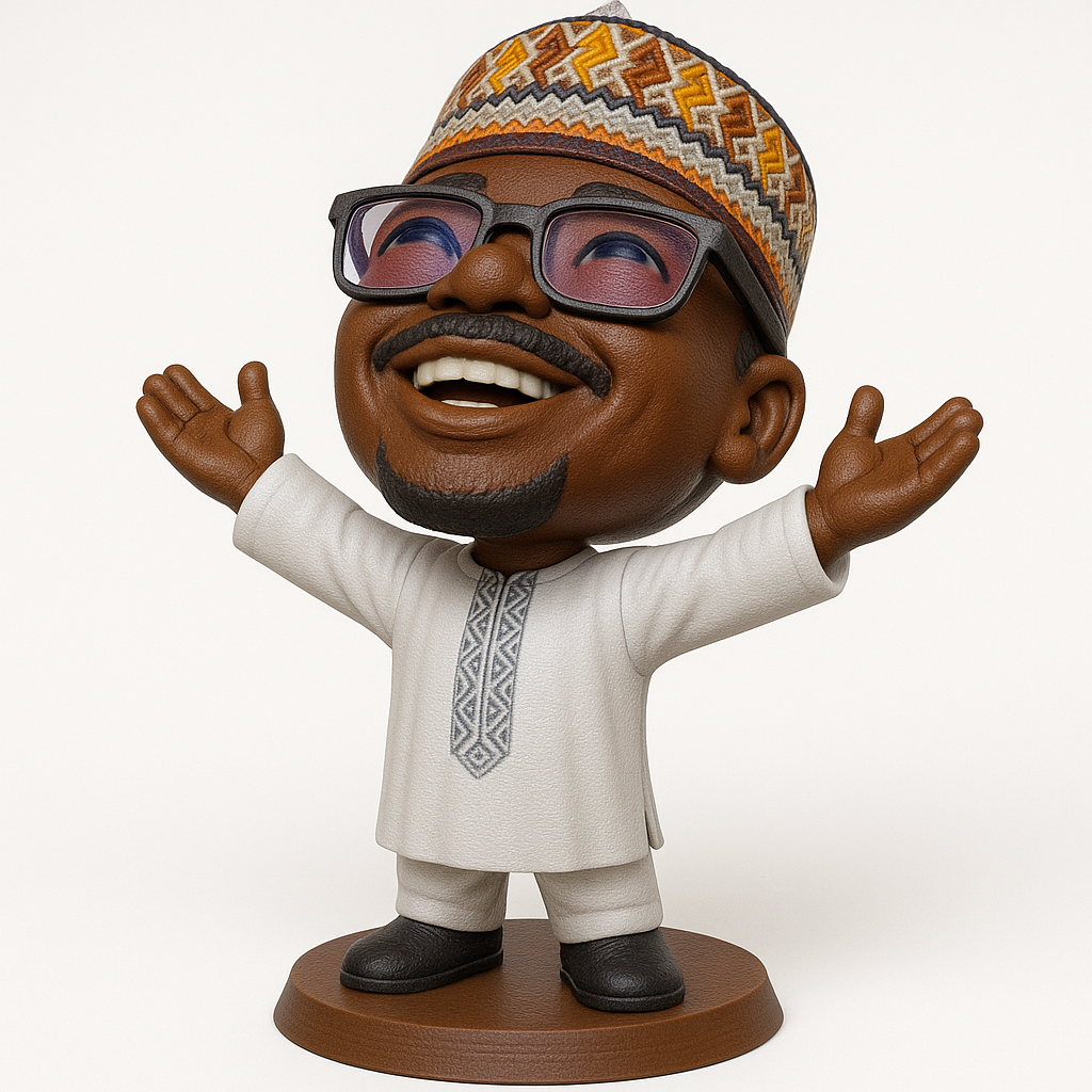 face to 3d model ai-3D portrait printing from photo_Joyful African Man Figurine - Print Your Own Smile!