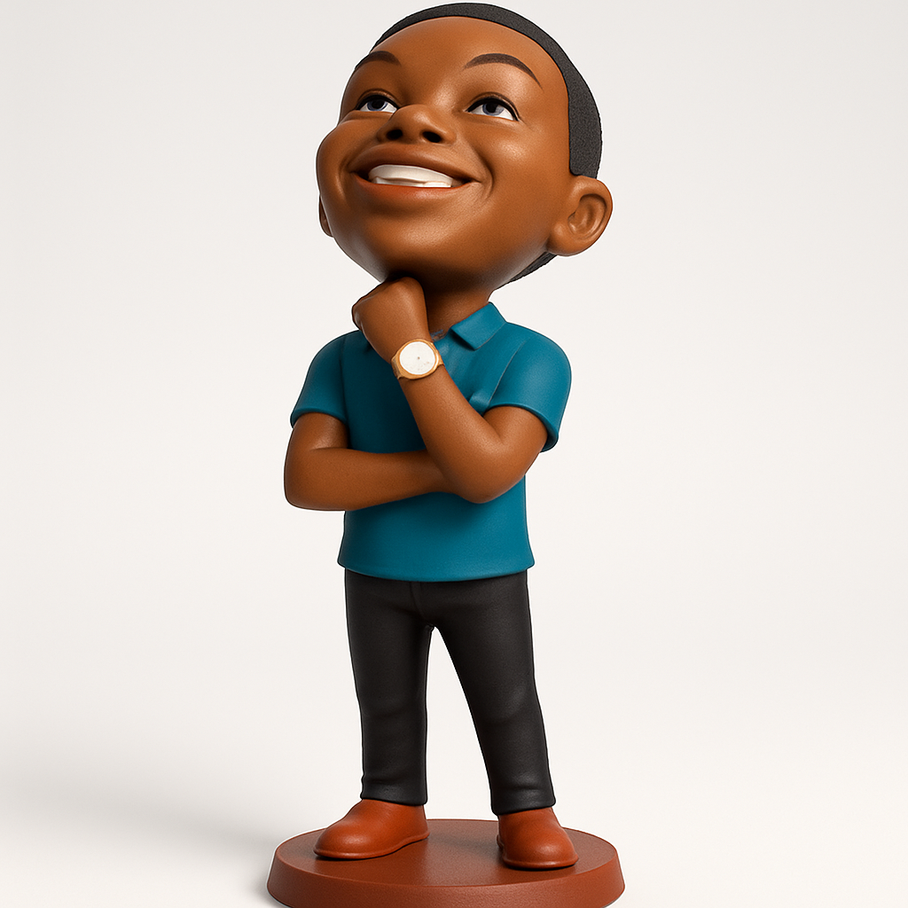 face to 3d model ai-3D portrait printing from photo_Inspired Young Thinker Bobblehead