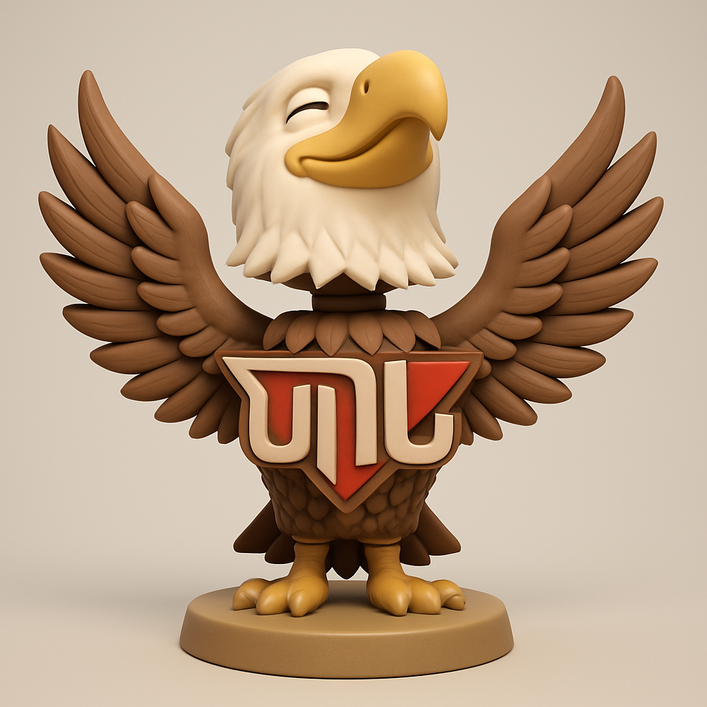 face anatomy 3d model-create 3d face model from photo_Happy Eagle Mascot Figurine - UIL Style