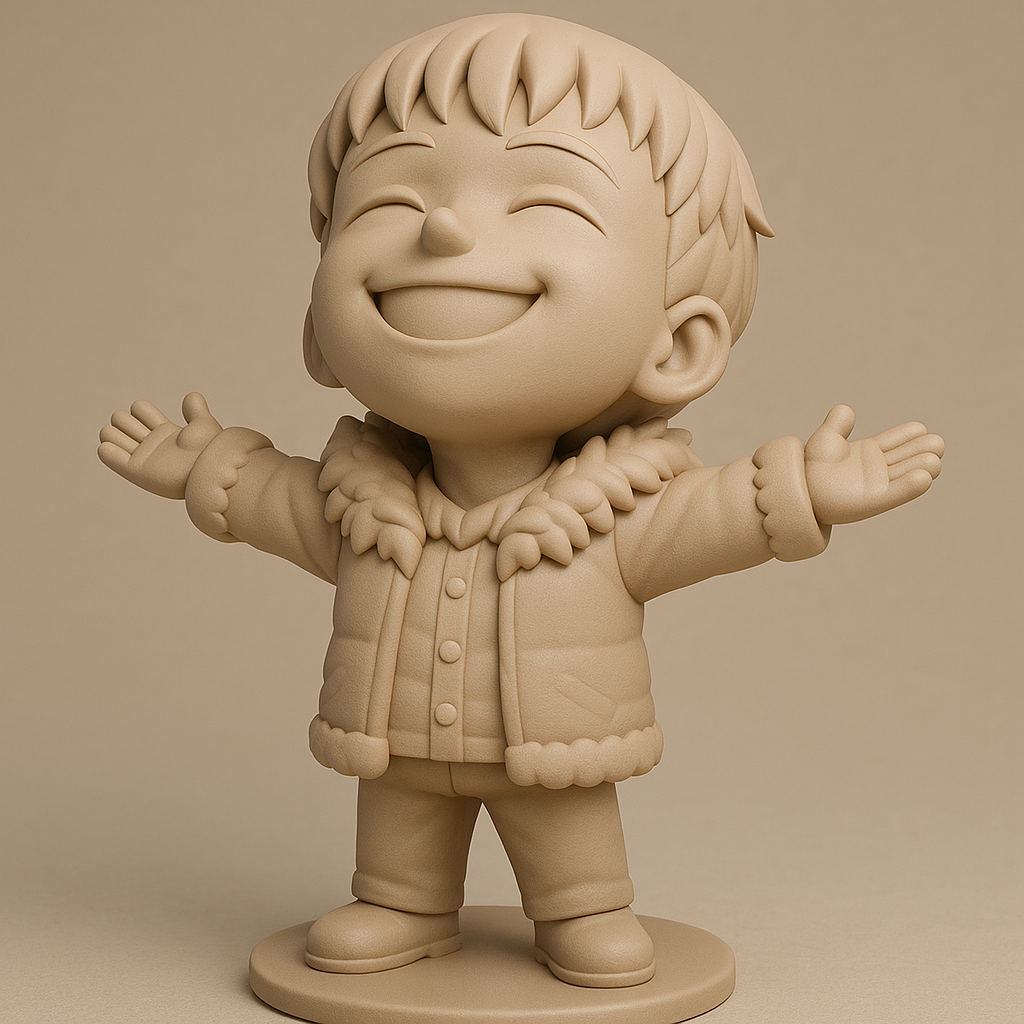 face anatomy 3d model-create 3d face model from photo_Joyful Kid Figure with Open Arms