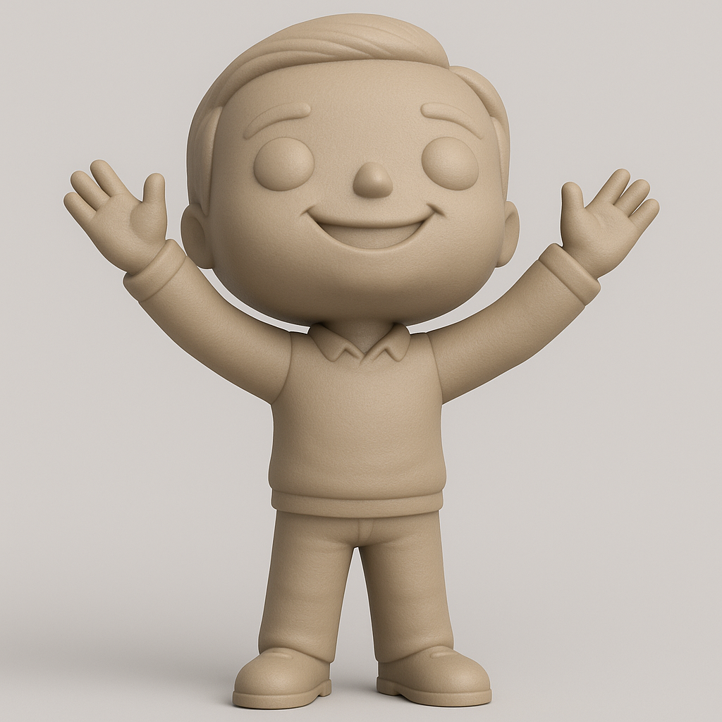 face to 3d model ai-3D portrait printing from photo_Friendly Waving Boy Figurine - Joyful Desk Companion