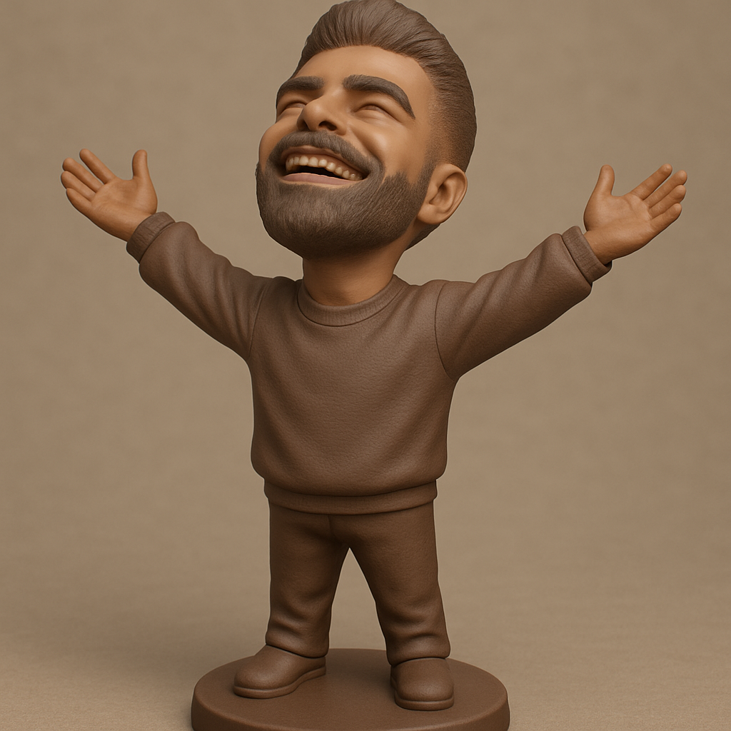face anatomy 3d model-create 3d face model from photo_Joyful Man Figurine: Celebrate Life & Spread Positivity