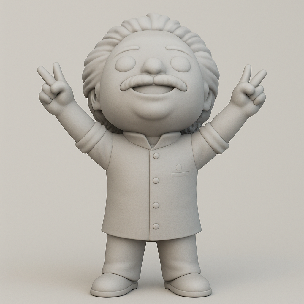 face anatomy 3d model-create 3d face model from photo_Chibi Genius Peace Sign Figure - Fun Desk Buddy