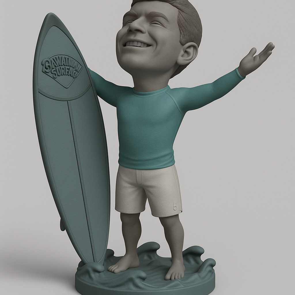 silhouette 3d printer maker-3d portrait printing_Joyful Surfer Figurine for Beach Lovers
